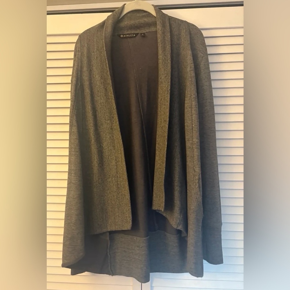 Athleta Charcoal Open Front Cardigan